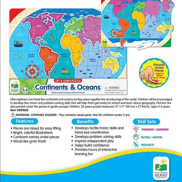 Lift & learn Continents & Oceans NWT 3-6 yrs 22pc - Picture 2 of 5